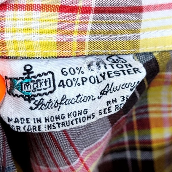 Vintage 70s 80s Kmart Womens 36 Lightweight Plaid Pearl Snap L/S Western Shirt - Picture 8 of 9